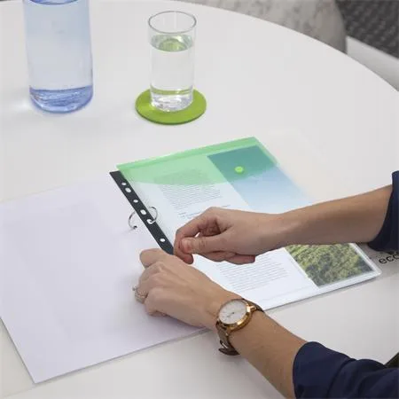 Obal na patent, s eurodierovaním,  A4+, RAPESCO "Eco", mix priehľadných farieb 4