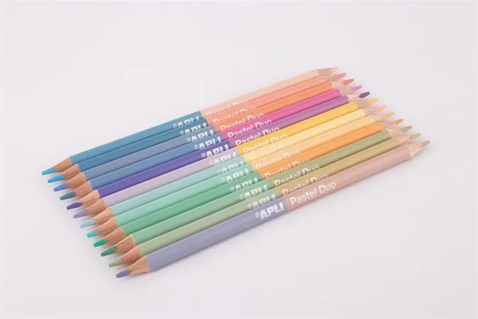 Farebné ceruzky, sada, obojstranné, trojhranné, APLI "Pastel Duo", 24 rôznych pastelových farieb 2