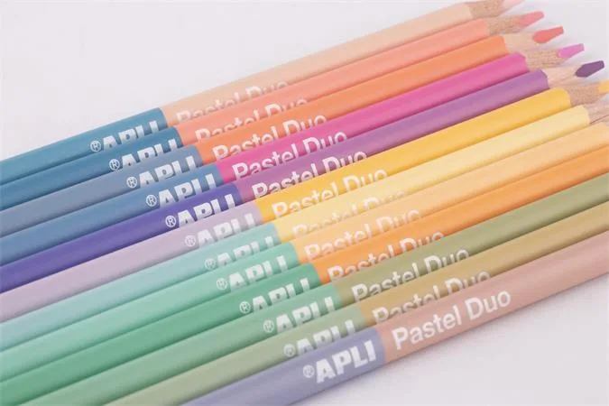 Farebné ceruzky, sada, obojstranné, trojhranné, APLI "Pastel Duo", 24 rôznych pastelových farieb 3