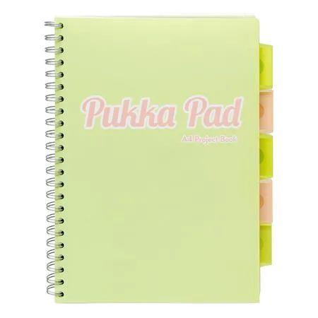 Špirálový zošit, A4, linkovaný, 100 listov, PUKKA PAD "Pastel project book", mix farieb 3