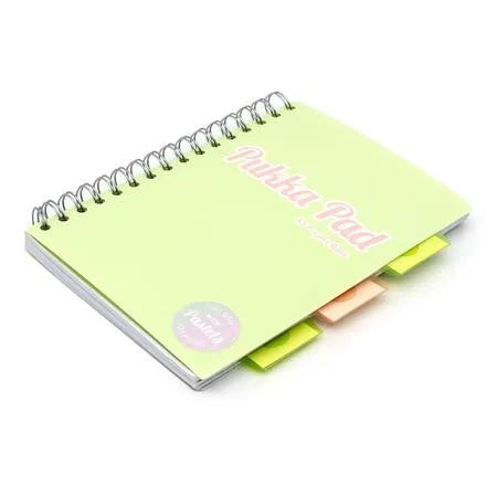 Špirálový zošit, A5, linajkový, 100 listov, PUKKA PAD "Pastel project book", mix farieb 4