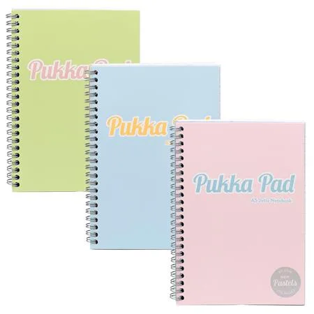Špirálový zošit, A5, linajkový, 100 listov, PUKKA PAD "Pastel Jotta Pad", mix farieb 7