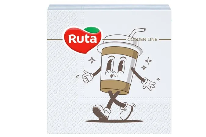 Servítky, 1/4 skladané, 2-vrstvové, 24 × 24 cm, 40 ks, RUTA „Coffee“ 2