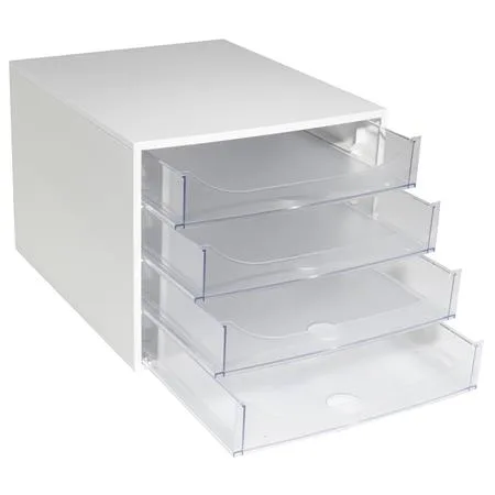 Úložný box na dokumenty, plastový, 4-zásuvkový, EXACOMPTA "Ecobox Office", sivý-priehľadný 3