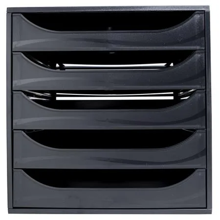 Úložný box na dokumenty, plastový, 5-zásuvkový, EXACOMPTA "Ecobox ExoBlack", čierny 2