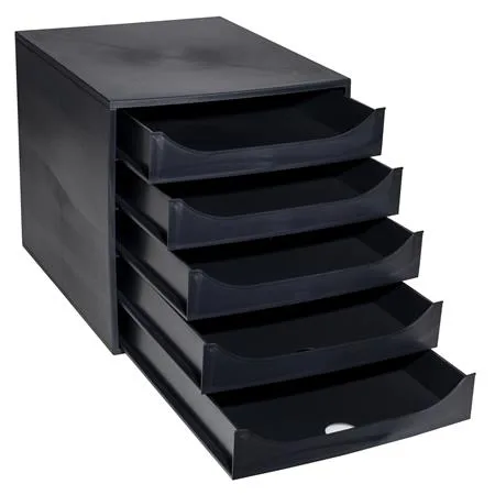 Úložný box na dokumenty, plastový, 5-zásuvkový, EXACOMPTA "Ecobox ExoBlack", čierny 4