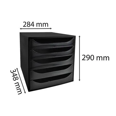 Úložný box na dokumenty, plastový, 5-zásuvkový, EXACOMPTA "Ecobox ExoBlack", čierny 6
