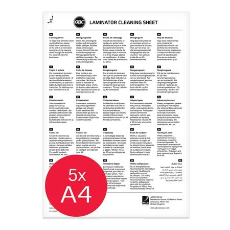Čistiace listy pre laminovací stroj, A4, GBC 2