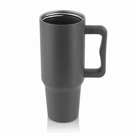 Termohrnček, 1,2 l, so slamkou, s uškom, sivý 2