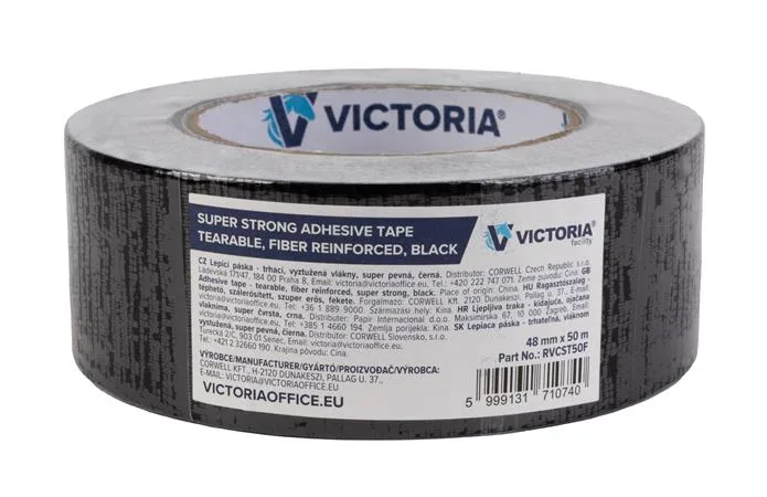 Lepiaca páska, 48mm x 50m, extra silná, VICTORIA FACILITY, čierna 2