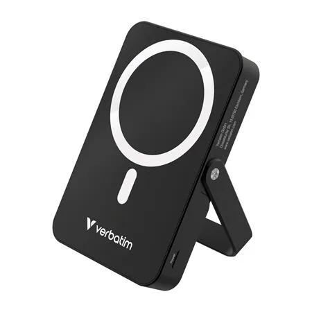 Power banka, externá batéria, magnetická (bezdrôtová), 10 000 mAh, stojanček, VERBATIM "Charge n Go", čierna 2