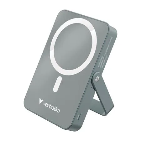 Power banka, externá batéria, magnetická (bezdrôtová), 10 000 mAh, stojanček, VERBATIM "Charge n Go", sivá 2
