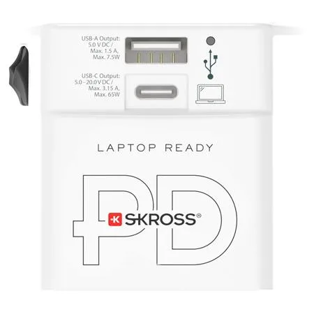 Adaptér pre svetových cestovateľov, 1xUSB-A, 1xUSB-C PD, 65W, USB-C kábel, SKROSS 4