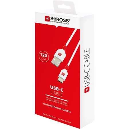 Nabíjací kábel, USB-A/USB-C, 1,2 m, SKROSS, biely 2