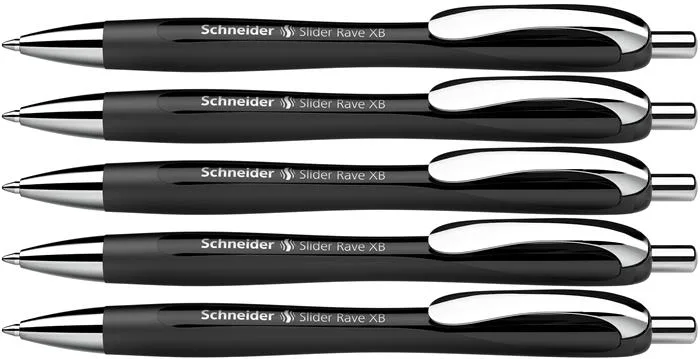 Guľôčkové pero, 0,7 mm, stláčací mechanizmus, SCHNEIDER "Slider Rave XB", čierne, modré 4
