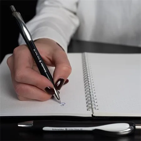 Guľôčkové pero, 0,7 mm, stláčací mechanizmus, SCHNEIDER "Slider Rave XB", čierne, modré 6