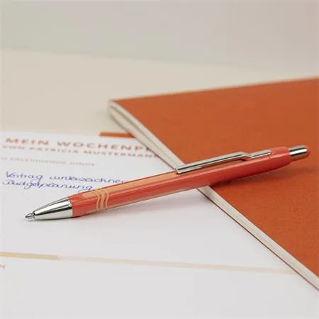 Guľôčkové pero, 0,7 mm, stláčací mechanizmus, s oranžovým telom, SCHNEIDER "Epsilon XB", modré 2