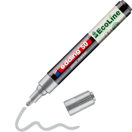 Lakový popisovač, 2–3 mm, EDDING „50“, strieborný 3