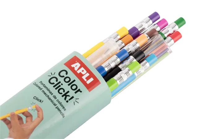Farebné mechanické ceruzky, sada, v puzdre, APLI "Color Click", 12 rôznych farieb 3