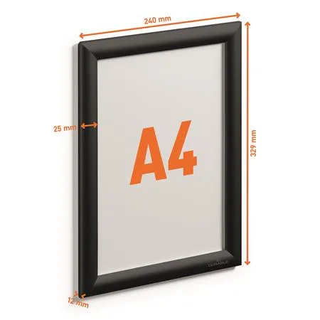 Tabuľa na plagáty, nástenná, A4, hliníkový rám, DURABLE, čierna 2