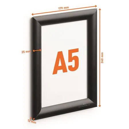 Tabuľa na plagáty, nástenná, A5, hliníkový rám, DURABLE, čierna 3