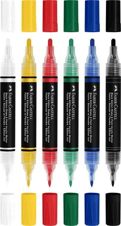 Dekoračný popisovač, sada, 1,0/3,0 mm, obojstranný, akrylový, FABER-CASTELL "Shake&Paint", 6 rôznych farieb 2
