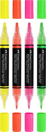 Dekoračný popisovač, sada, 1,0/3,0 mm, obojstranný, akrylový, FABER-CASTELL "Shake&Paint", 4 rôzne neónové farby 2