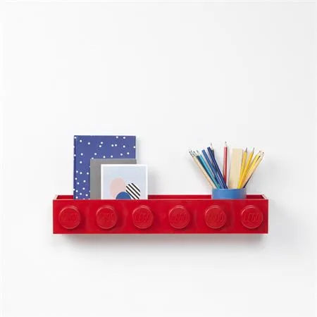 Nástenná polica, LEGO „Brick 6“, červená 2