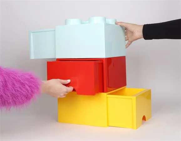 Úložný box, zásuvkový, LEGO "Brick", červený 9