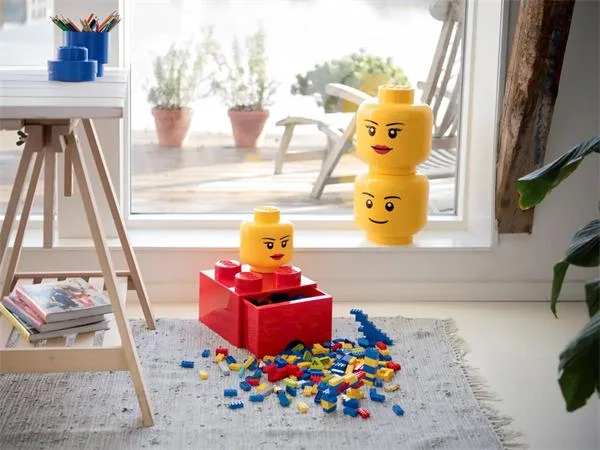 Úložný box na stôl, zásuvkový, LEGO "Brick 2x2", červený 3