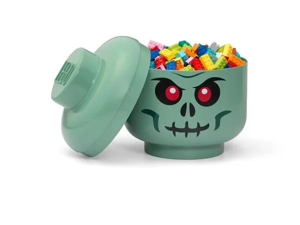 Úložný box, malý, hlava, LEGO, Green Skeleton 3