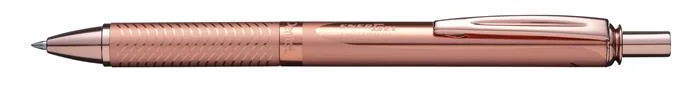 Gélové pero, 0,35 mm, stláčací mechanizmus, telo pera: rosegold, PENTEL "EnerGel BL-407" modrá 2