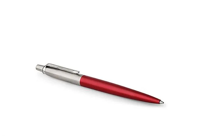 Guľôčkové pero, 0,7 mm, strieborný klip, Kensington červené telo pera, PARKER, "Royal Jotter", modré 3