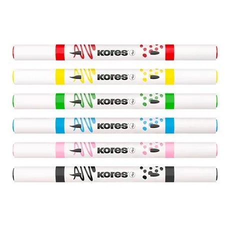 Dekoračný popisovač, sada, akrylový, 1-2 mm, obojstranný, KORES " K-Kreative", 6 rôznych farieb 2