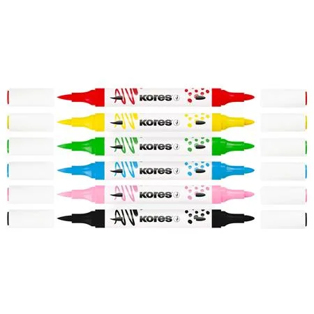 Dekoračný popisovač, sada, akrylový, 1-2 mm, obojstranný, KORES " K-Kreative", 6 rôznych farieb 3