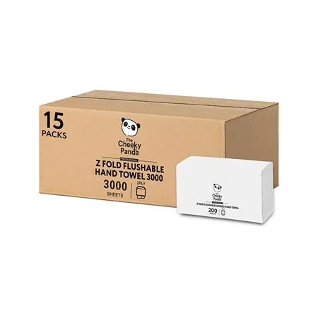 Papierové utierky, bambusové, Z ohyb, 2-vrstvové, 200 listov, 21,8x22,4 cm, CHEEKY PANDA, biele 2