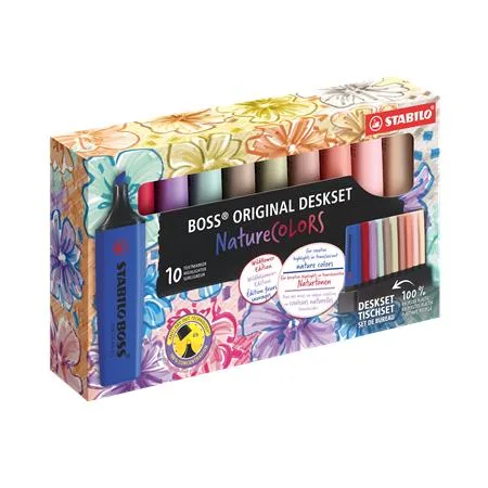 Zvýrazňovač, sada, 2-5 mm, STABILO "BOSS original NatureCOLORS Wildflowers", 10 rôznych farieb 5