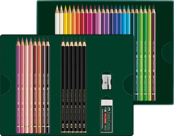 Farebné a grafitové ceruzky, sada, FABER-CASTELL "Polychromos & Pitt Graphite Matt" , 40 ks 2