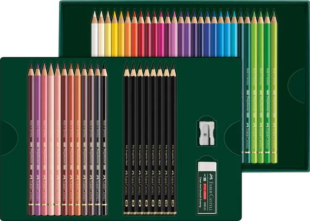 Farebné a grafitové ceruzky, sada, FABER-CASTELL "Polychromos & Pitt Graphite Matt" , 50 ks 2