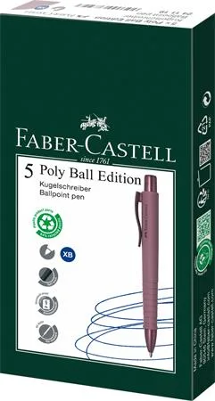 Guľôčkové pero, 0,7 mm, stláčací mechanizmus, bordové telo pera, FABER-CASTELL "Poly Ball Urban", modré 3