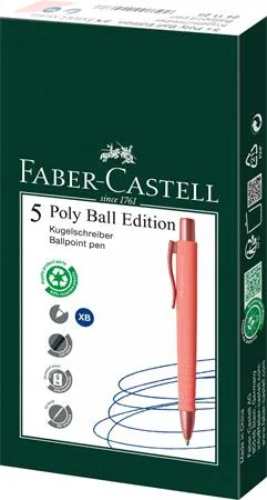 Guľôčkové pero, 0,7 mm, stláčací mechanizmus, koralové telo pera, FABER-CASTELL "Poly Ball Urban", modré 3