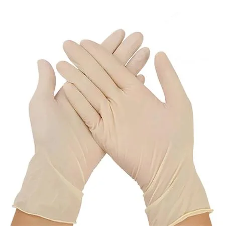 Ochranné rukavice, jednorazové, latexové, 5,7 g, veľkosť M, 100 ks, nepudrované, béžové 2