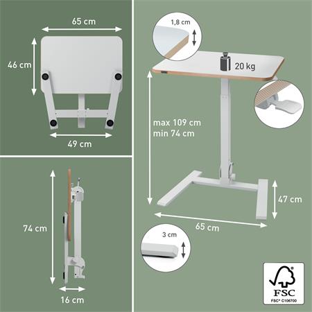 Výškovo nastaviteľný skladací ergonomický stôl, LEITZ "Ergo" 8