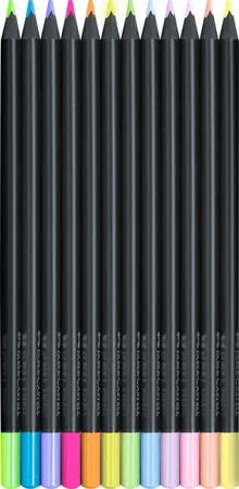 Farebné ceruzky, sada, trojhranné, FABER-CASTELL "Black Edition", 6-6 rôznych neónových a pastelových farieb 2