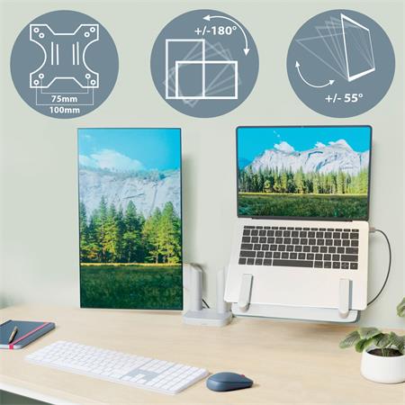 Rameno na monitor a notebook,  LEITZ "Ergo Dual", svetlosivá 10