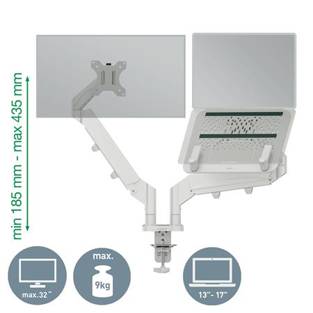 Rameno na monitor a notebook,  LEITZ "Ergo Dual", svetlosivá 5