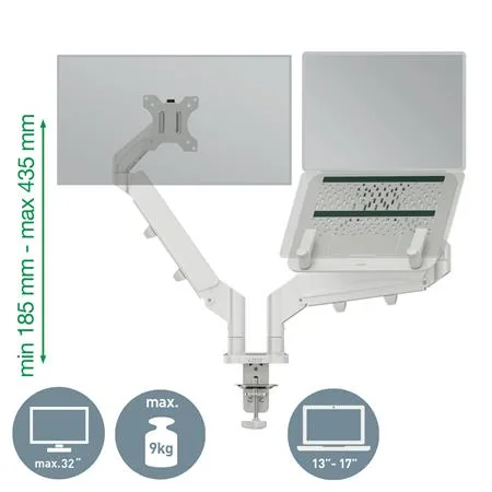 Rameno na monitor a notebook,  LEITZ "Ergo Dual", svetlosivá 5