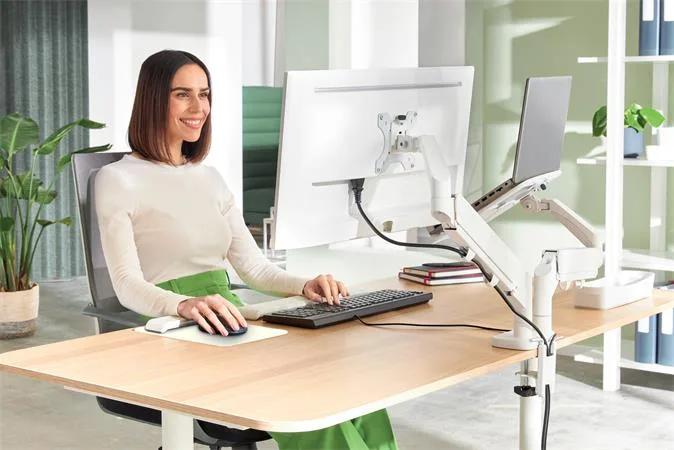 Rameno na monitor a notebook,  LEITZ "Ergo Dual", svetlosivá 7