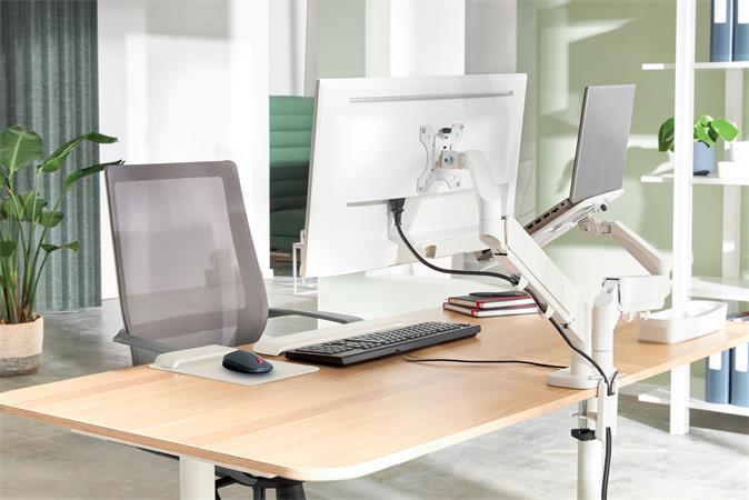 Rameno na monitor a notebook,  LEITZ "Ergo Dual", svetlosivá 8