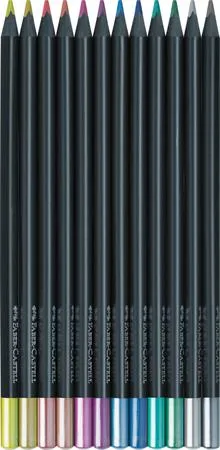 Farebné ceruzky, sada, trojhranné, FABER-CASTELL "Black Edition",  12 rôznych kovových farieb 2